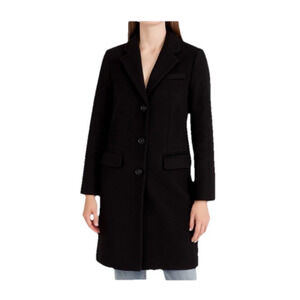 J. Crew Wool Cashmere Long‎ Black Over Dress Car Pea Coat Pockets Tall 8